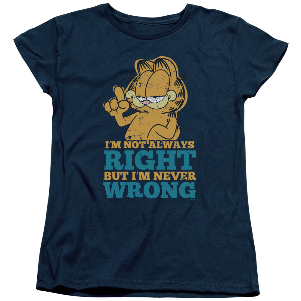 Garfield Never Wrong Womens T Shirt Navy