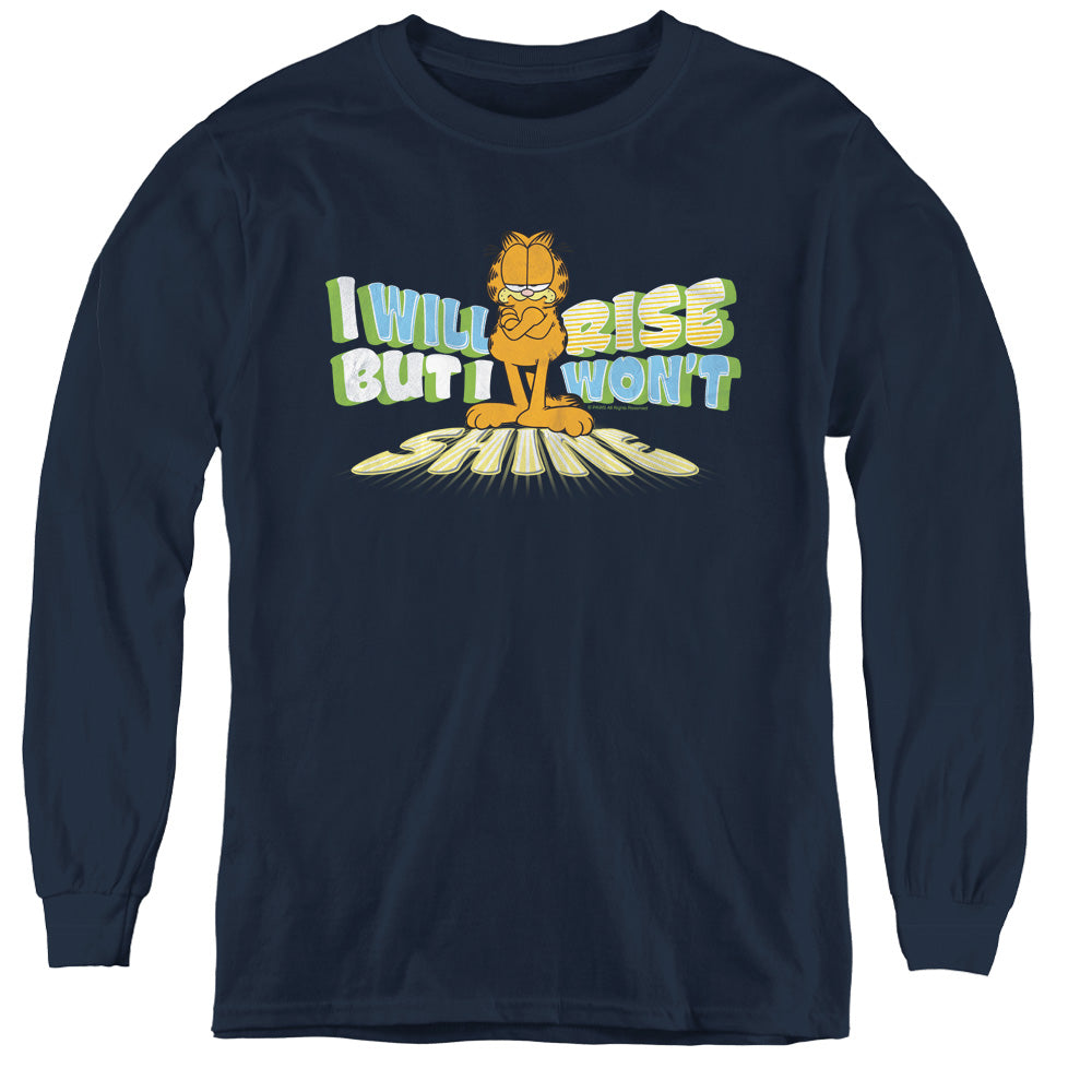 Garfield Rise Not Shine Long Sleeve Kids Youth T Shirt Navy