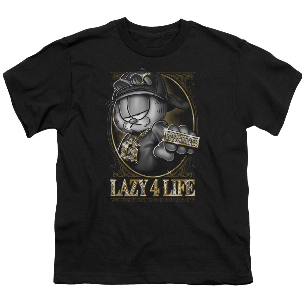 Garfield Lazy 4 Life Kids Youth T Shirt Black
