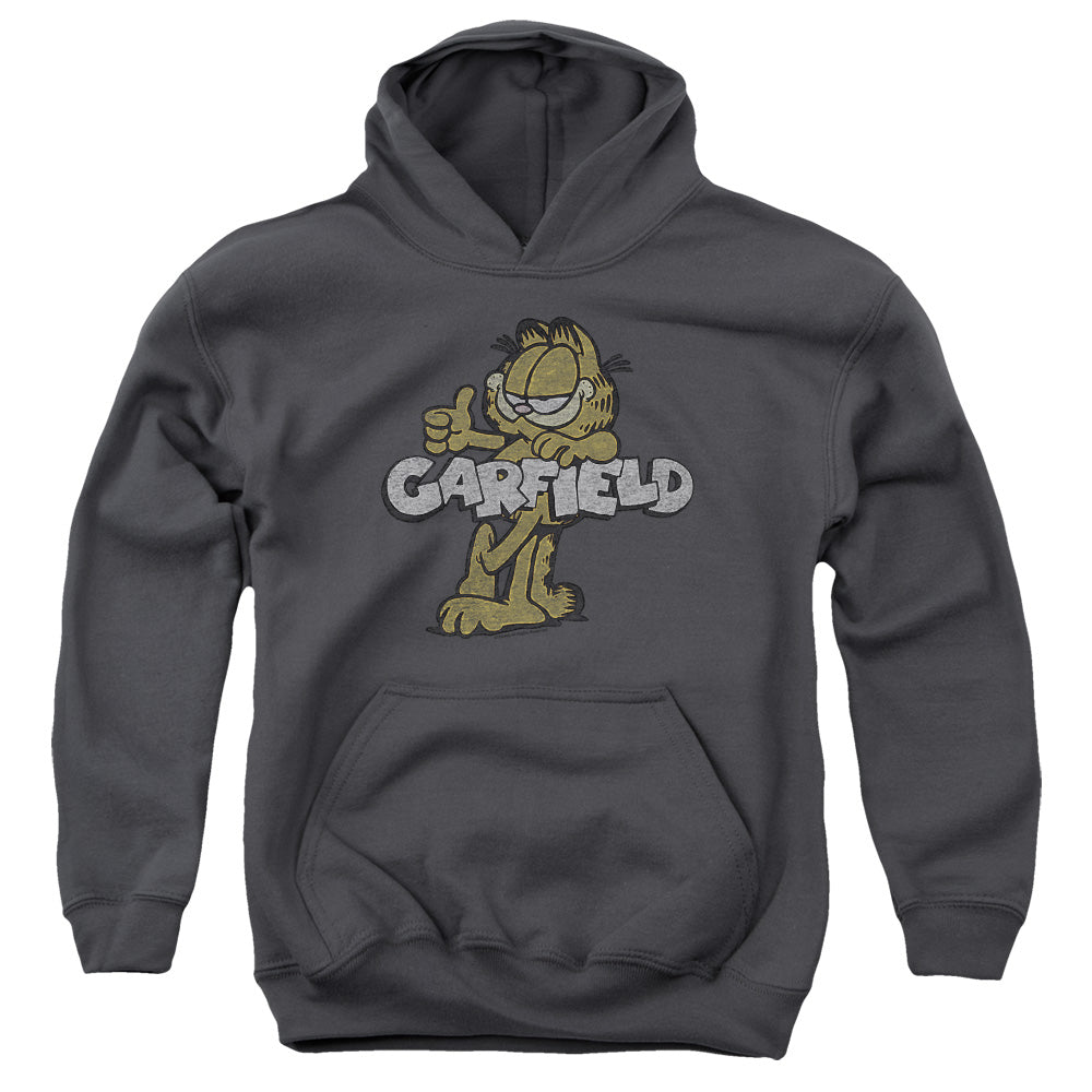 Garfield Retro Garf Kids Youth Hoodie Charcoal