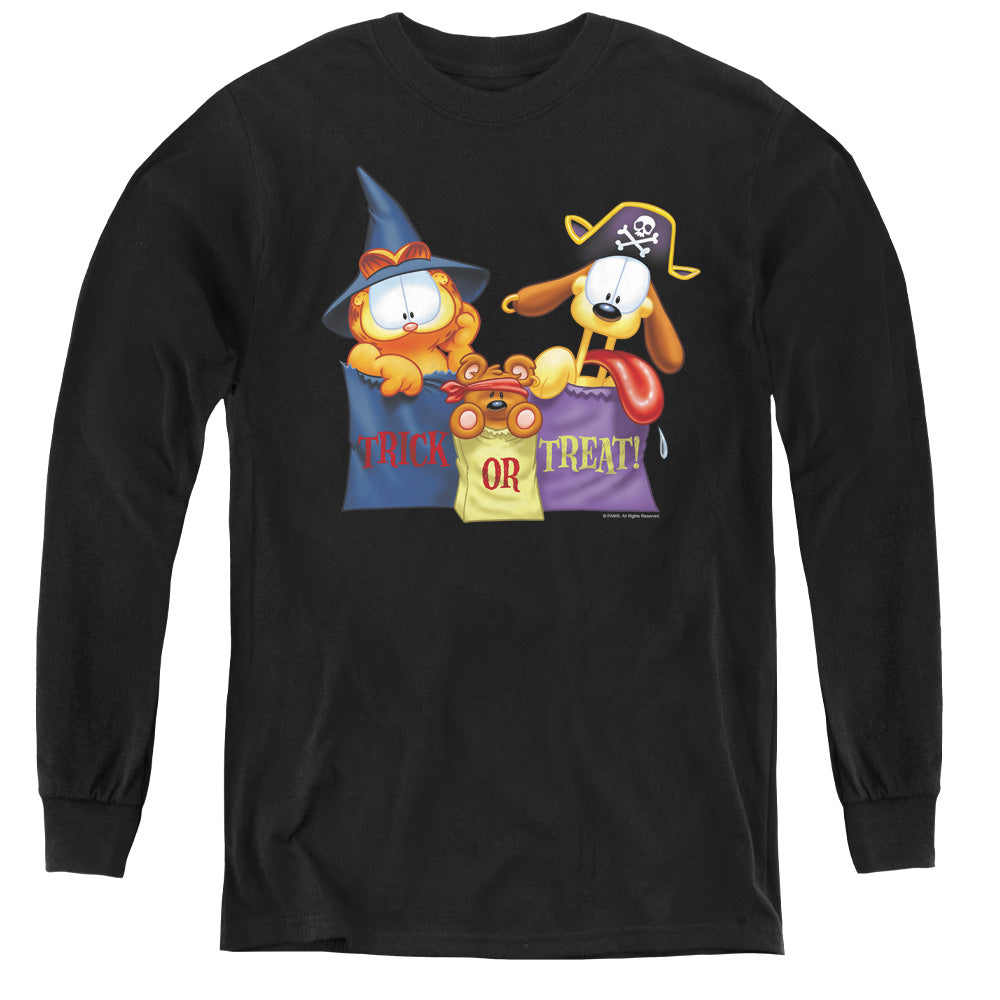 Garfield Grab Bags Long Sleeve Kids Youth T Shirt Black