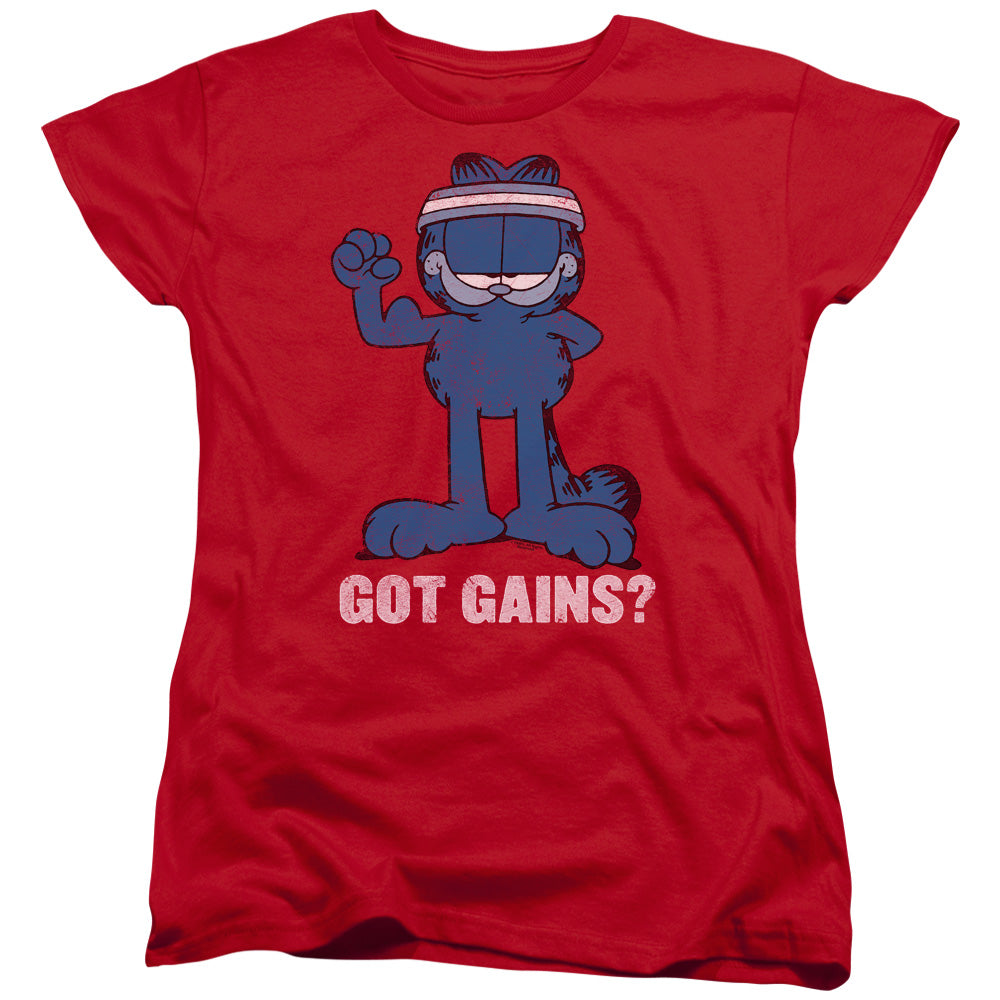 Garfield Got Gains Womens T Shirt Red