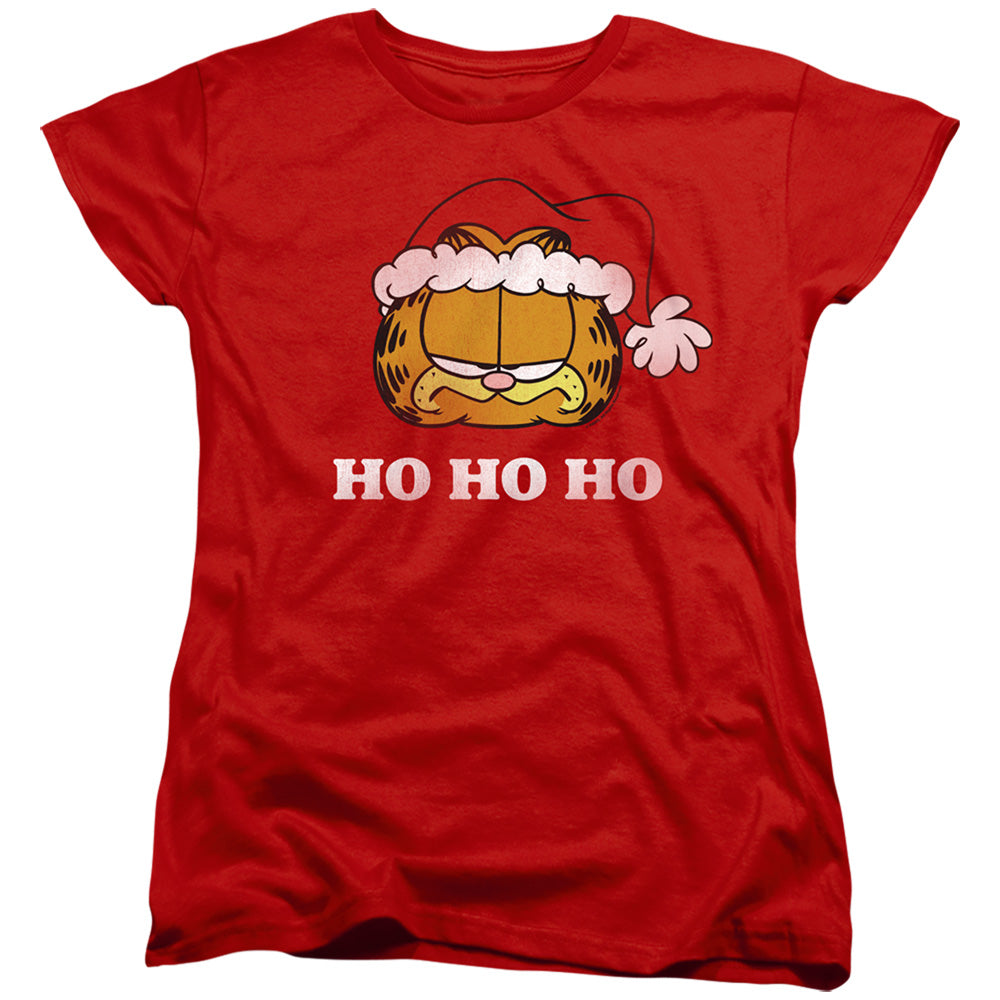 Garfield Ho Ho Ho Womens T Shirt Red