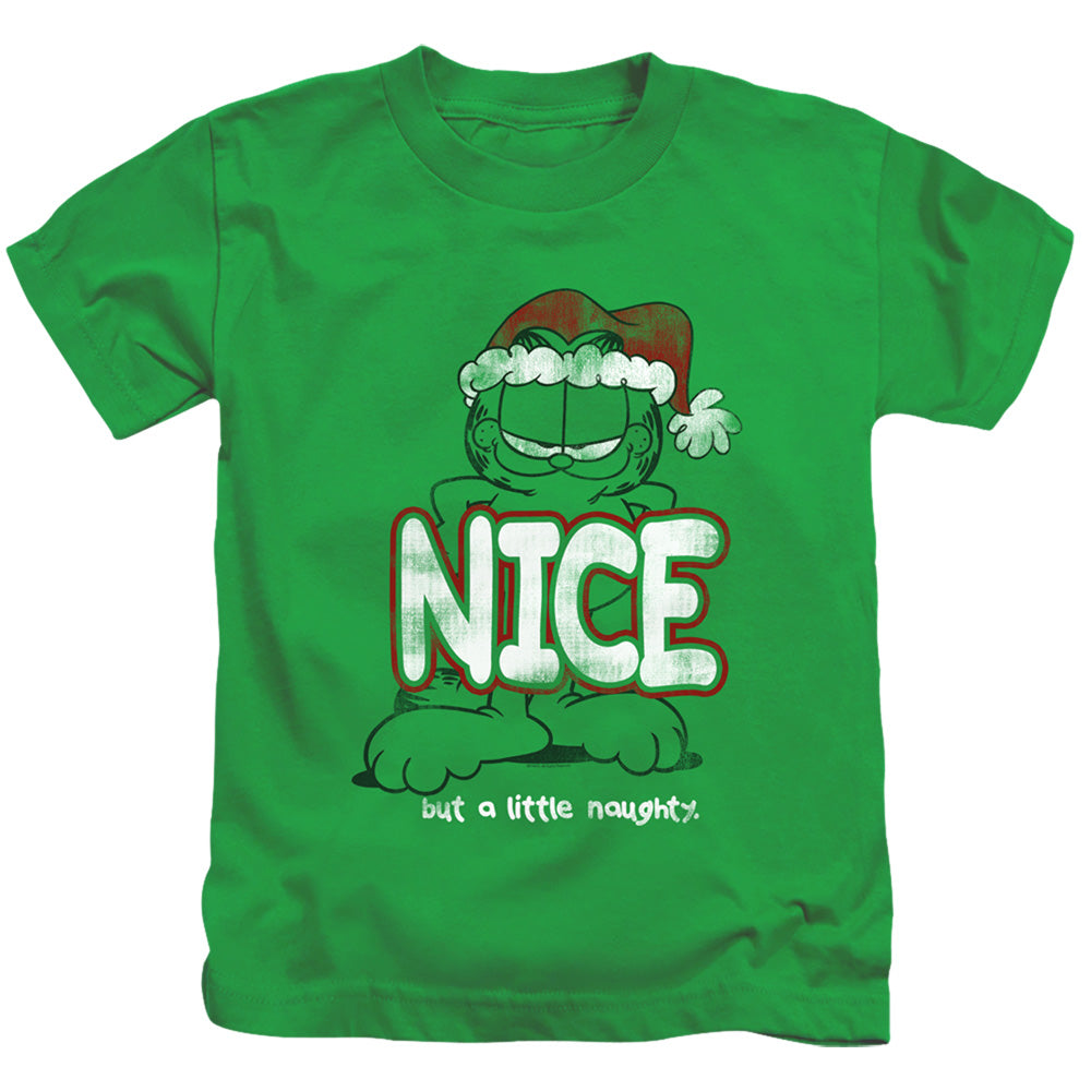 Garfield a Little Naughty Juvenile Kids Youth T Shirt Kelly Green