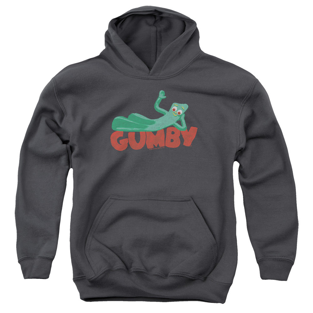 Gumby on Logo Kids Youth Hoodie Charcoal