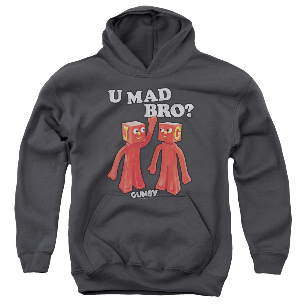 Gumby U Mad Bro Kids Youth Hoodie Charcoal