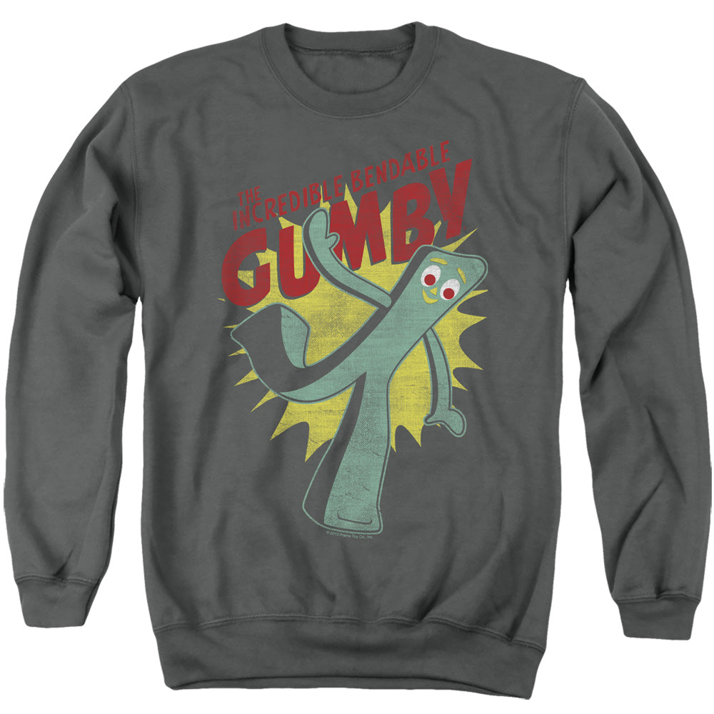 Gumby Bendable Mens Crewneck Sweatshirt Charcoal