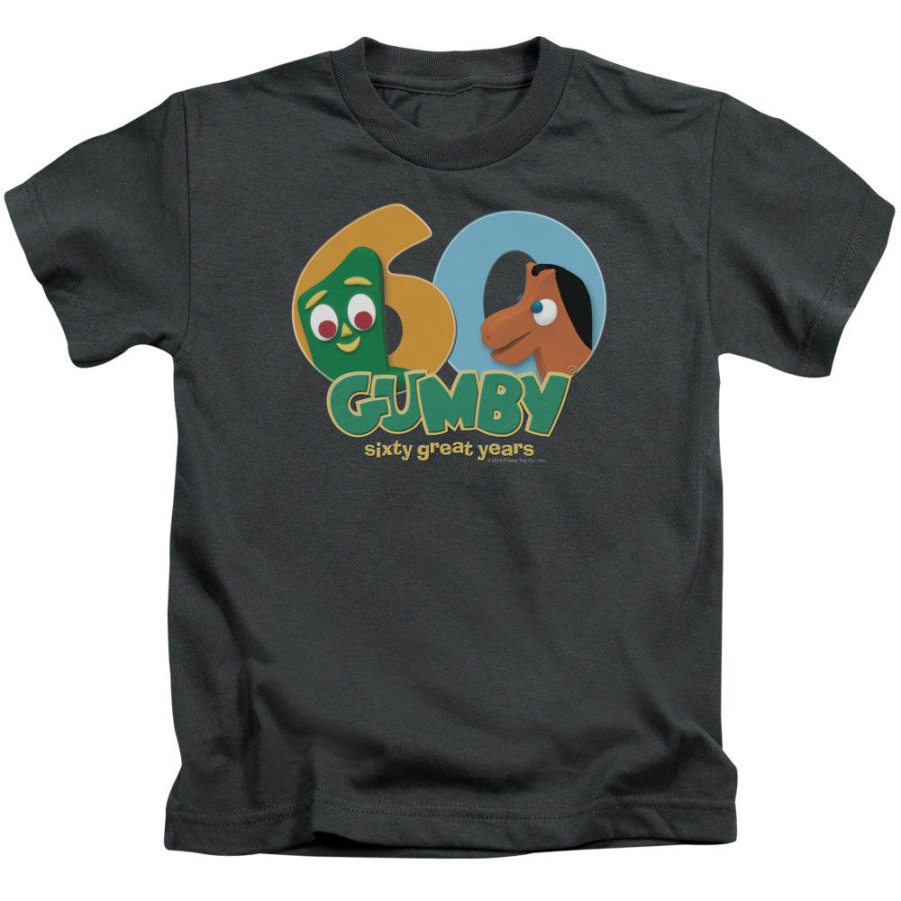 Gumby 60th Juvenile Kids Youth T Shirt Charcoal