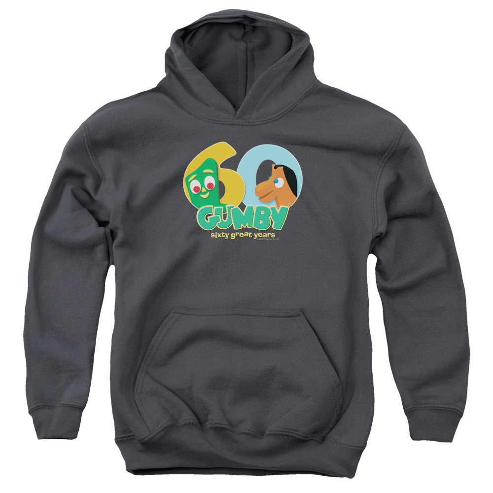 Gumby 60th Kids Youth Hoodie Charcoal