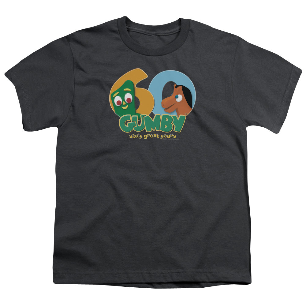 Gumby 60th Kids Youth T Shirt Charcoal