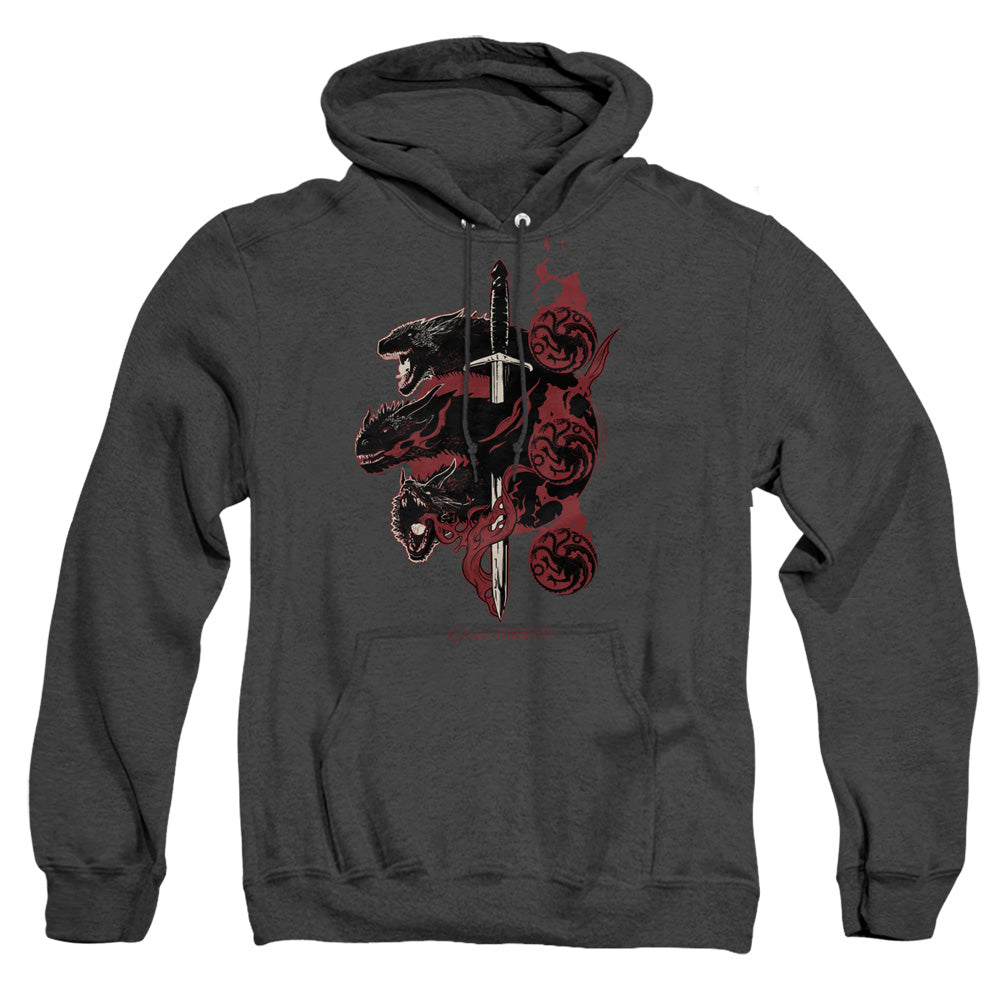 Game Of Thrones Targaryen Dragons Mens Heather Hoodie Black Officially Licensed