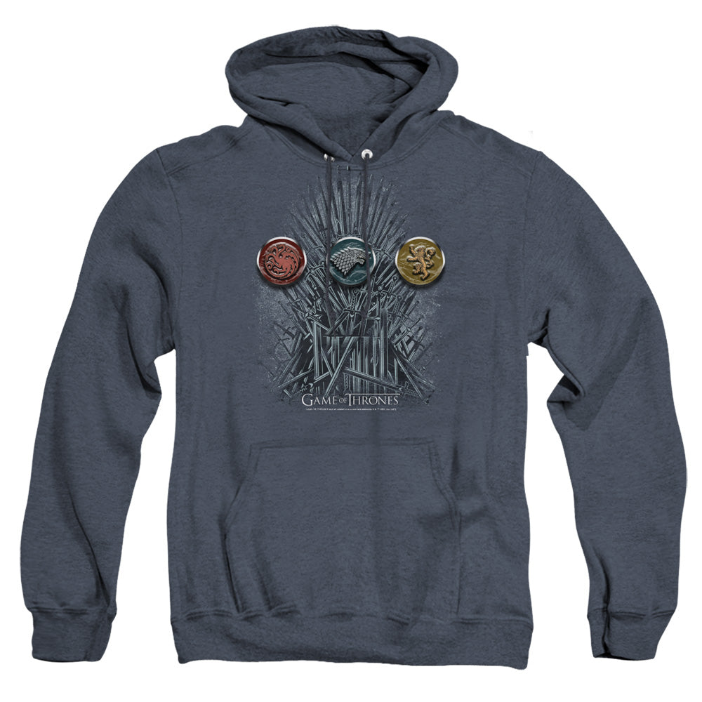Game Of Thrones For The Throne Sigils Mens Heather Hoodie Navy Officially Licensed