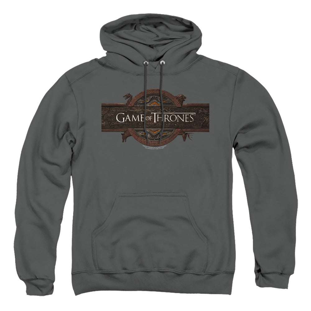 Game Of Thrones Title Sequence Logo Mens Hoodie Charcoal Officially Licensed