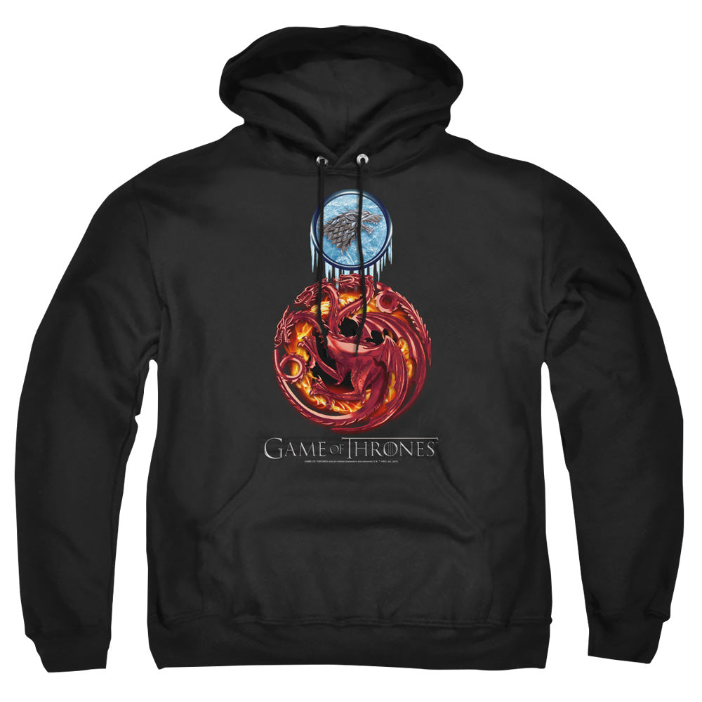 Game Of Thrones Combined Targaryn And Stark Mens Hoodie Black Officially Licensed