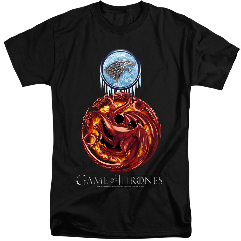 Game Of Thrones Combined Targaryn And Stark Mens Tall T Shirt Black Officially Licensed
