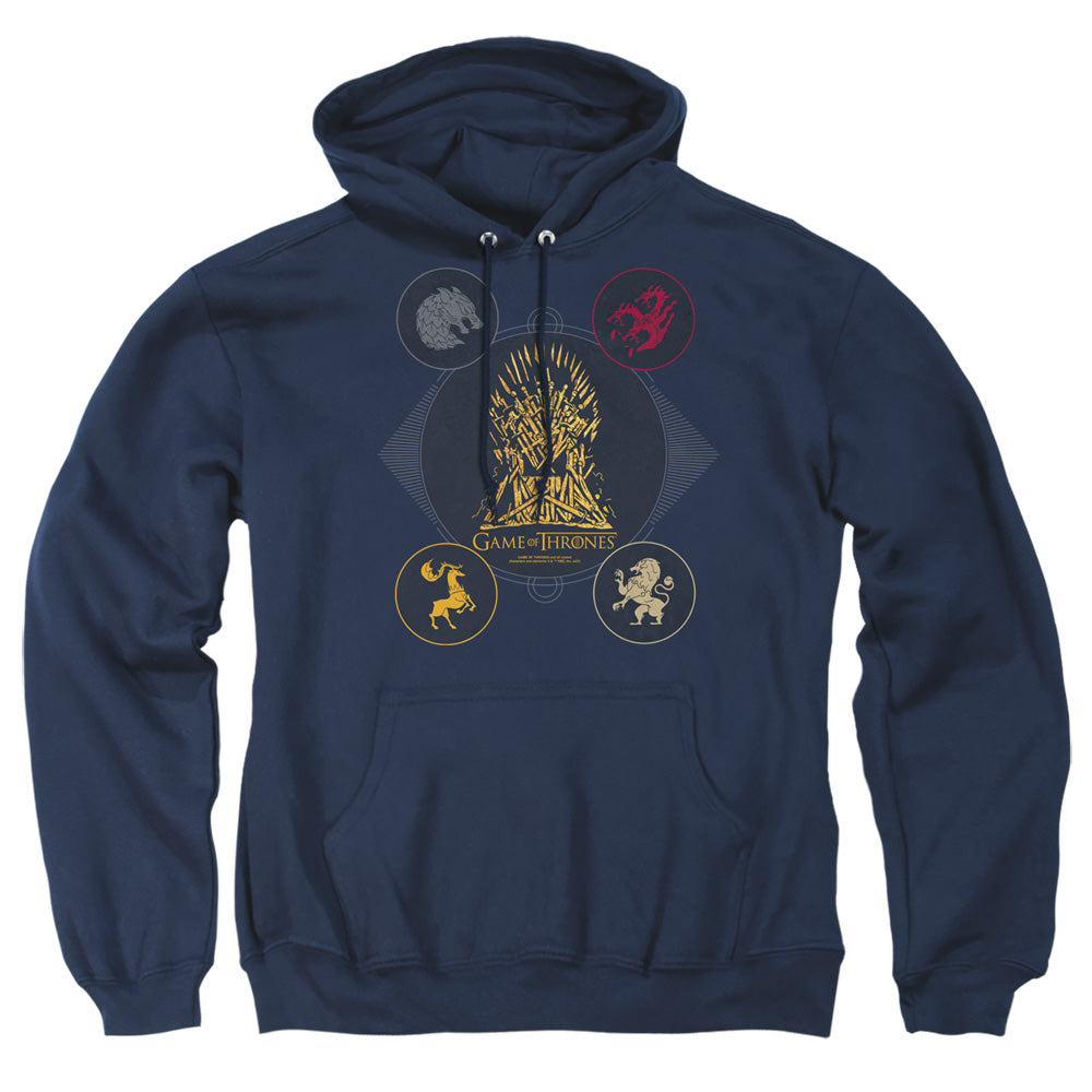 Game Of Thrones 4 Houses 4 The Throne Mens Hoodie Navy Officially Licensed