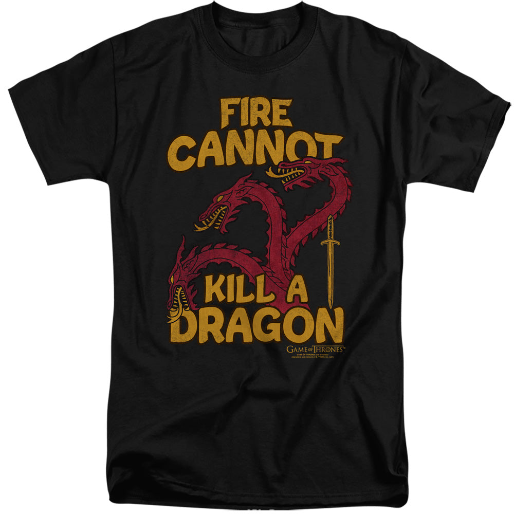 Game Of Thrones Dragons With Fire Mens Tall T Shirt Black Officially Licensed