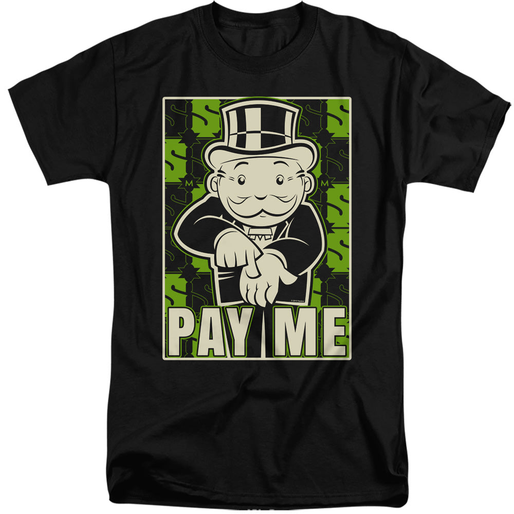Monopoly Pay Me Mens Tall T Shirt Black Officially Licensed