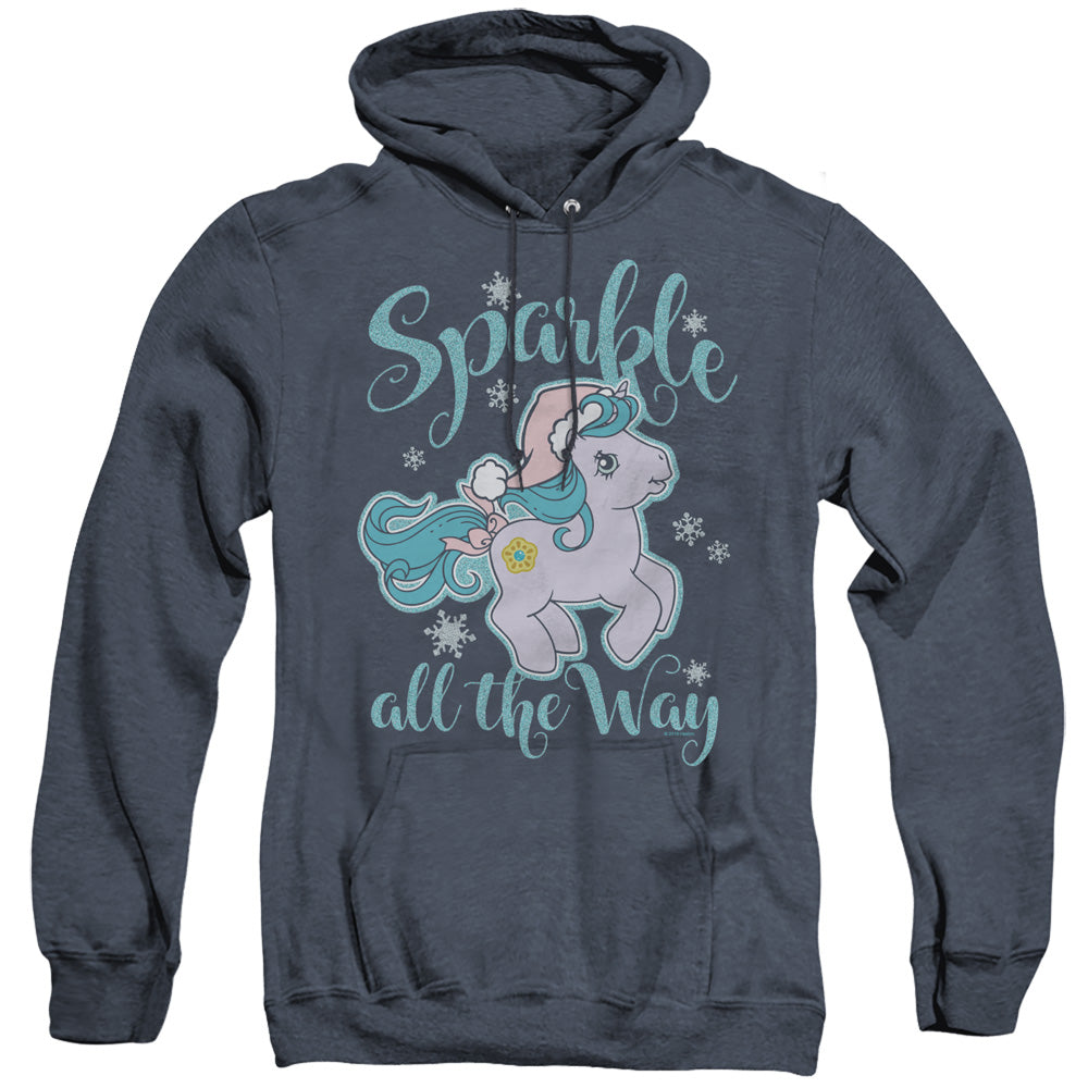 My Little Pony Retro Sparkle All The Way Mens Heather Hoodie Navy Officially Licensed