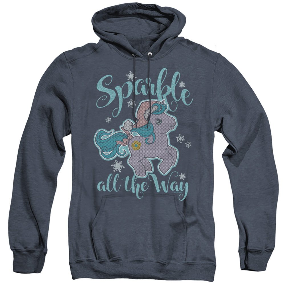 My Little Pony Retro Sparkle All The Way 2 Mens Heather Hoodie Navy Officially Licensed