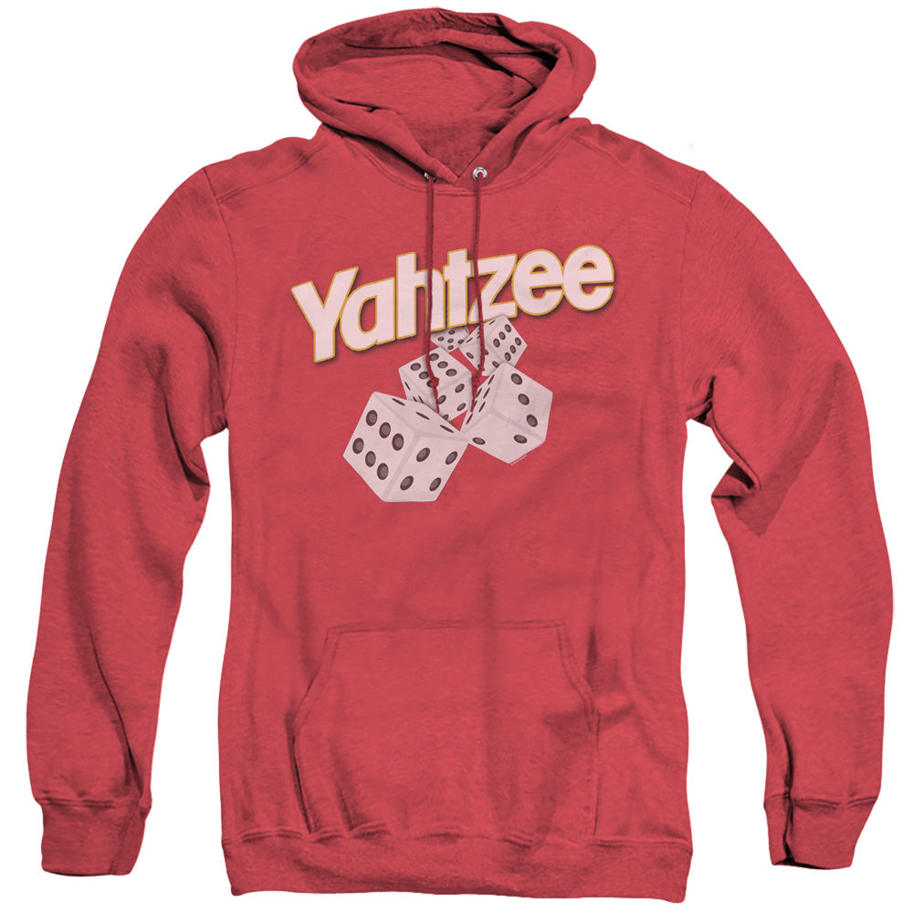 Yahtzee Tumbling Dice Mens Heather Hoodie Red Officially Licensed