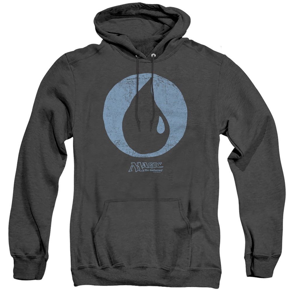 Magic The Gathering Blue Symbol Mens Heather Hoodie Black Officially Licensed