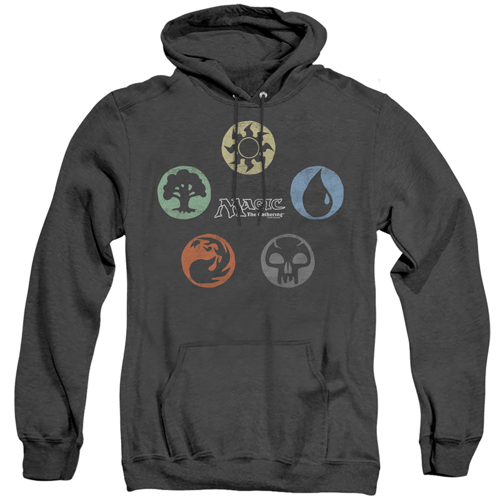 Magic The Gathering 5 Colors Mens Heather Hoodie Black Officially Licensed
