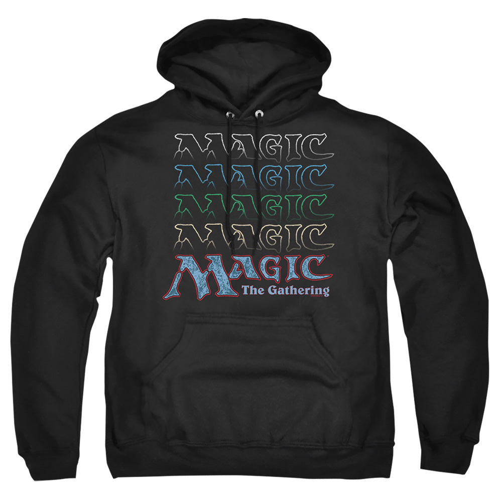 Magic The Gathering Retro Logo Repeat Mens Hoodie Black Officially Licensed