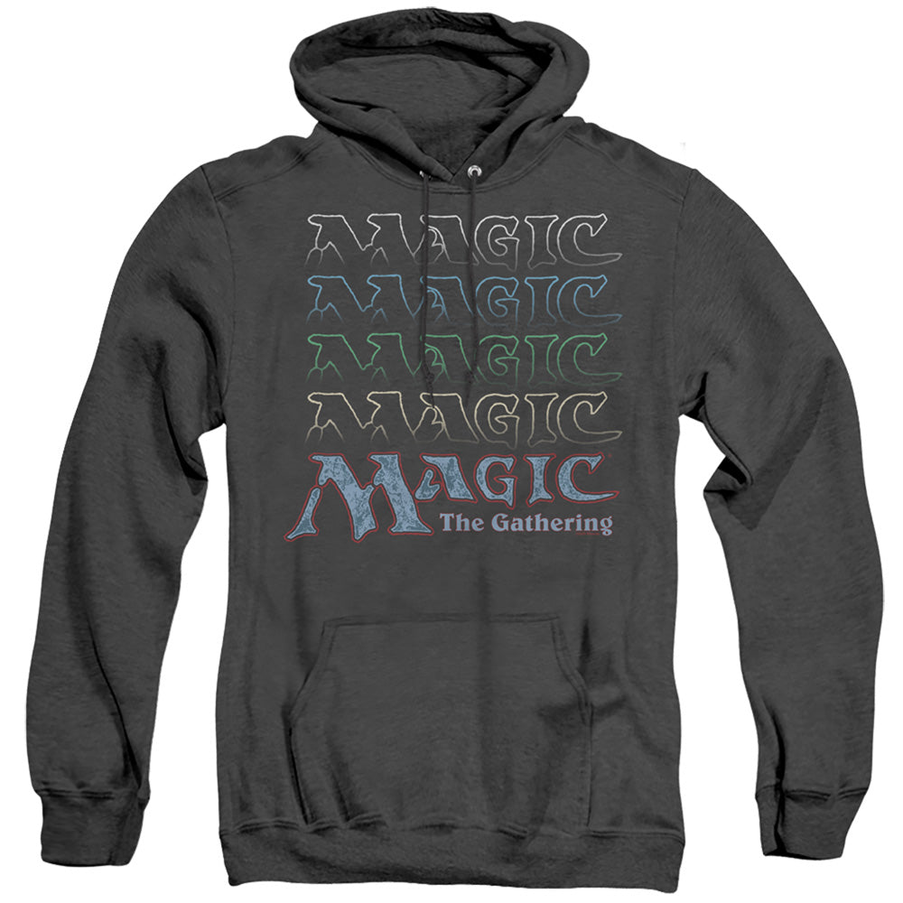 Magic The Gathering Retro Logo Repeat Mens Heather Hoodie Black Officially Licensed