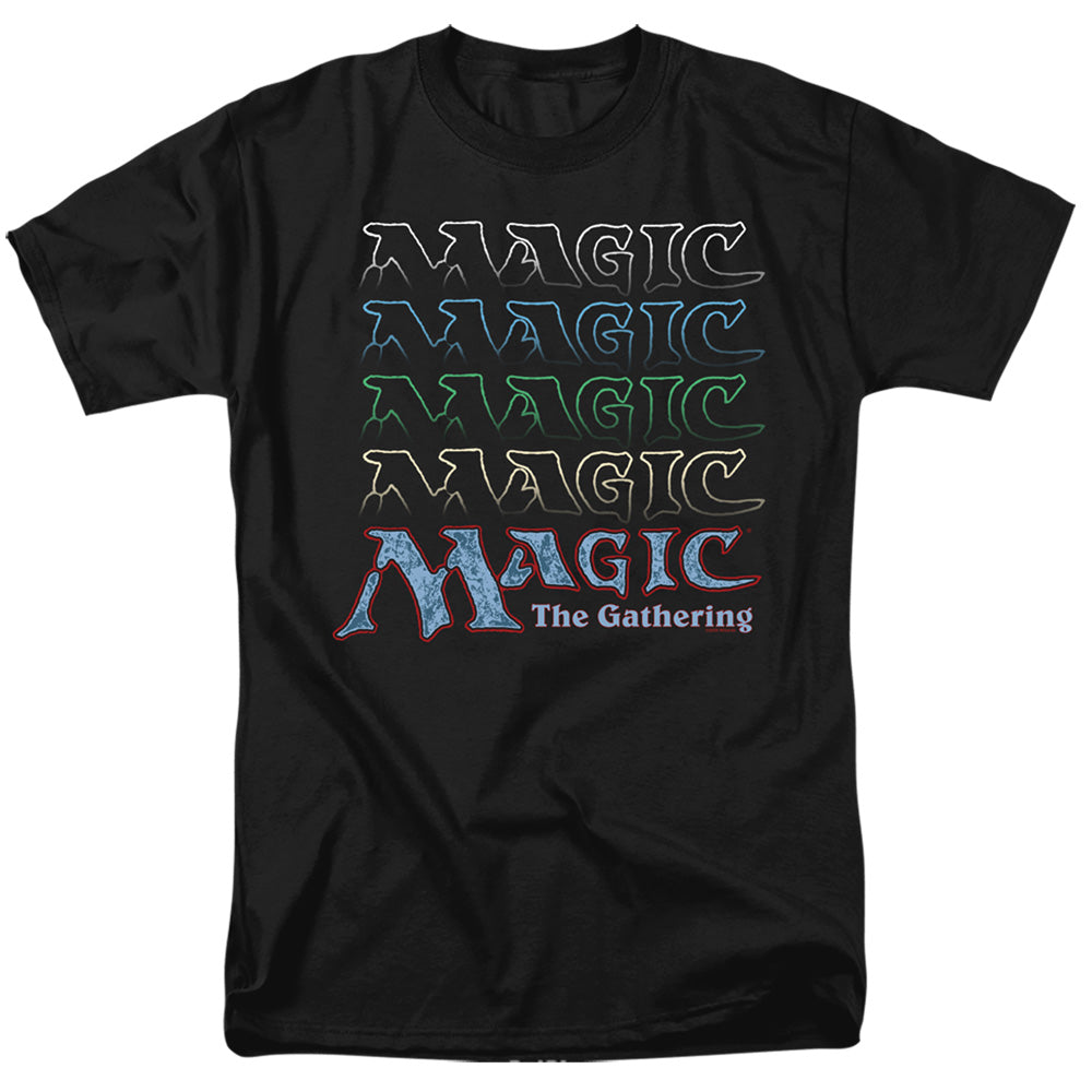Magic The Gathering Retro Logo Repeat Mens T Shirt Black Officially Licensed