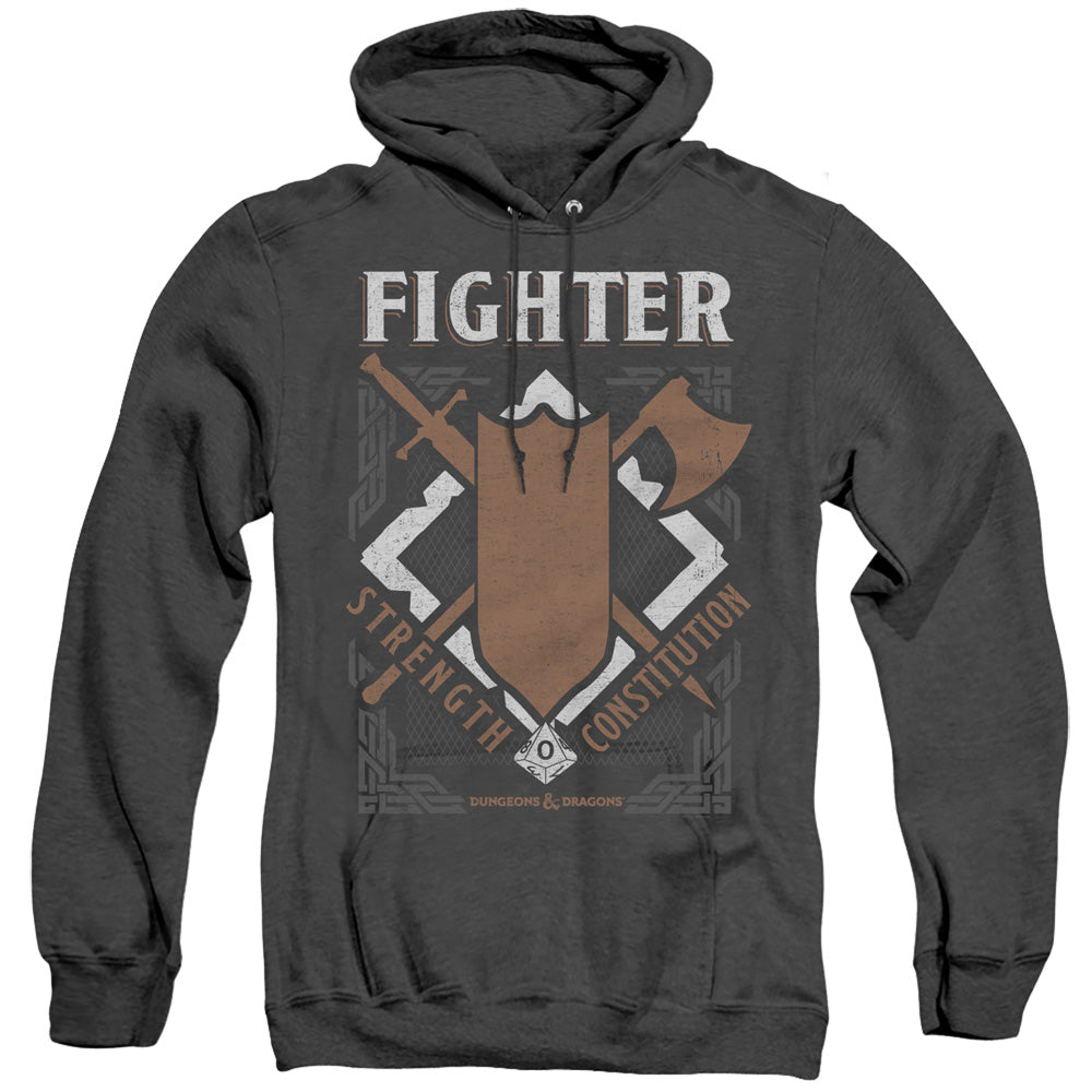 Dungeons And Dragons Fighter Mens Heather Hoodie Black Officially Licensed