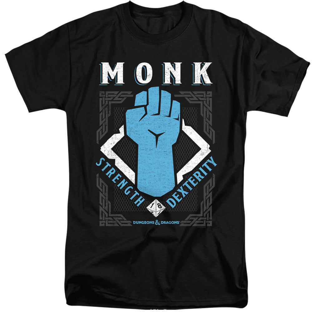 Dungeons And Dragons Monk Mens Tall T Shirt Black Officially Licensed