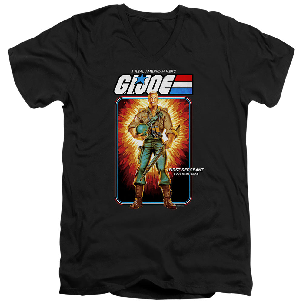 G.I. Joe Duke Card Mens Slim Fit V-Neck T Shirt Black Officially Licensed