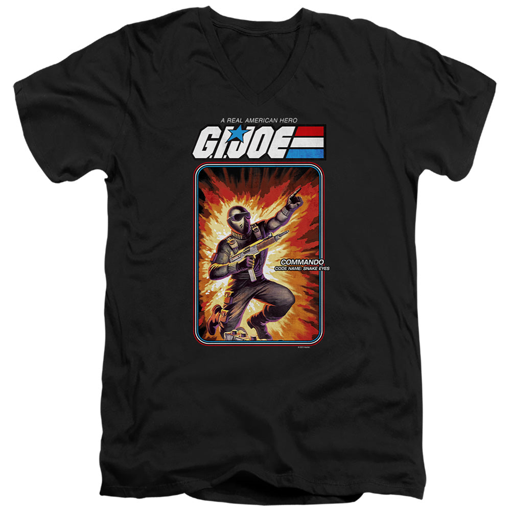 G.I. Joe Snake Eyes Card Mens Slim Fit V-Neck T Shirt Black Officially Licensed