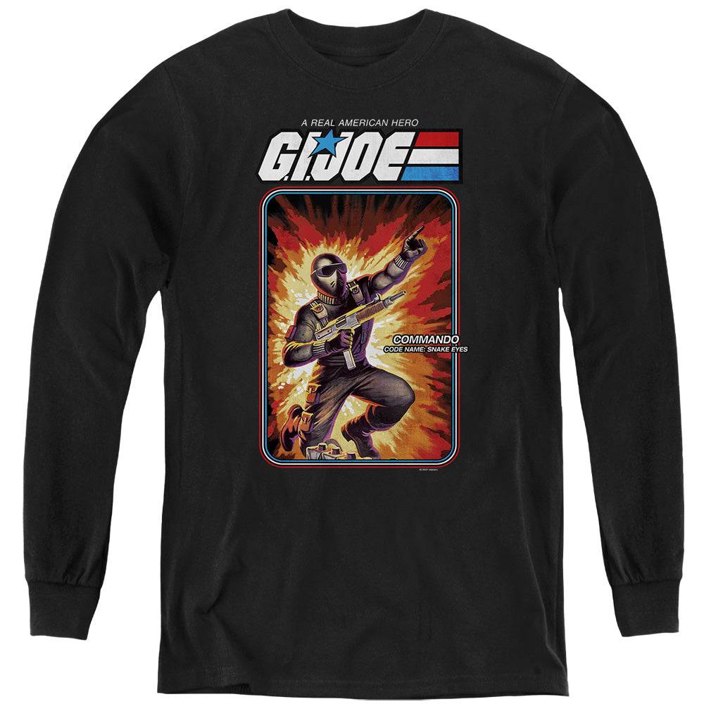 G.I. Joe Snake Eyes Card Long Sleeve Kids Youth T Shirt Black Officially Licensed