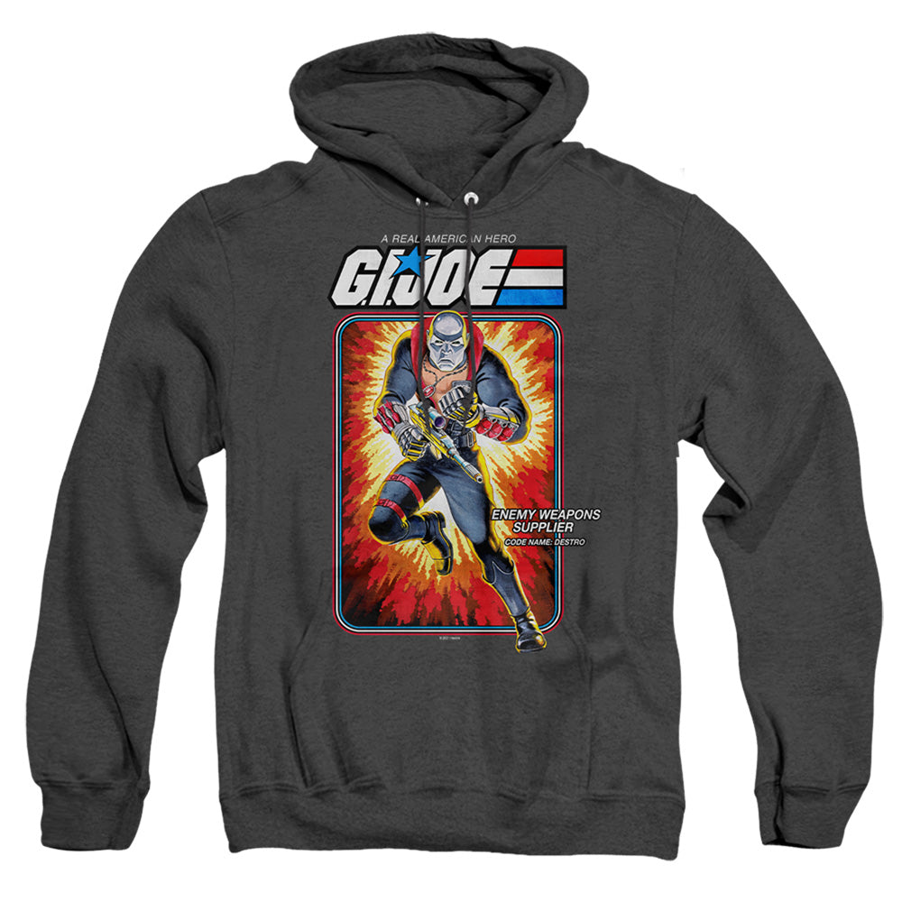 G.I. Joe Destro Card Mens Heather Hoodie Black Officially Licensed