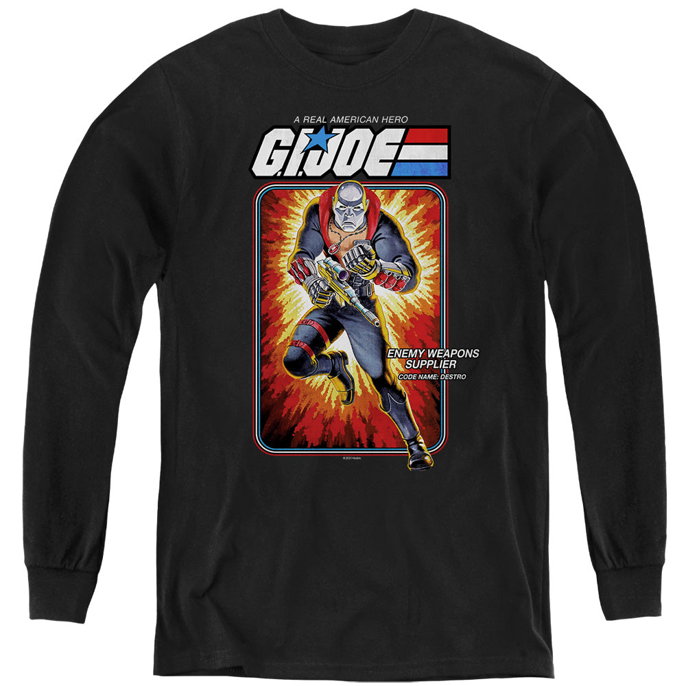 G.I. Joe Destro Card Long Sleeve Kids Youth T Shirt Black Officially Licensed