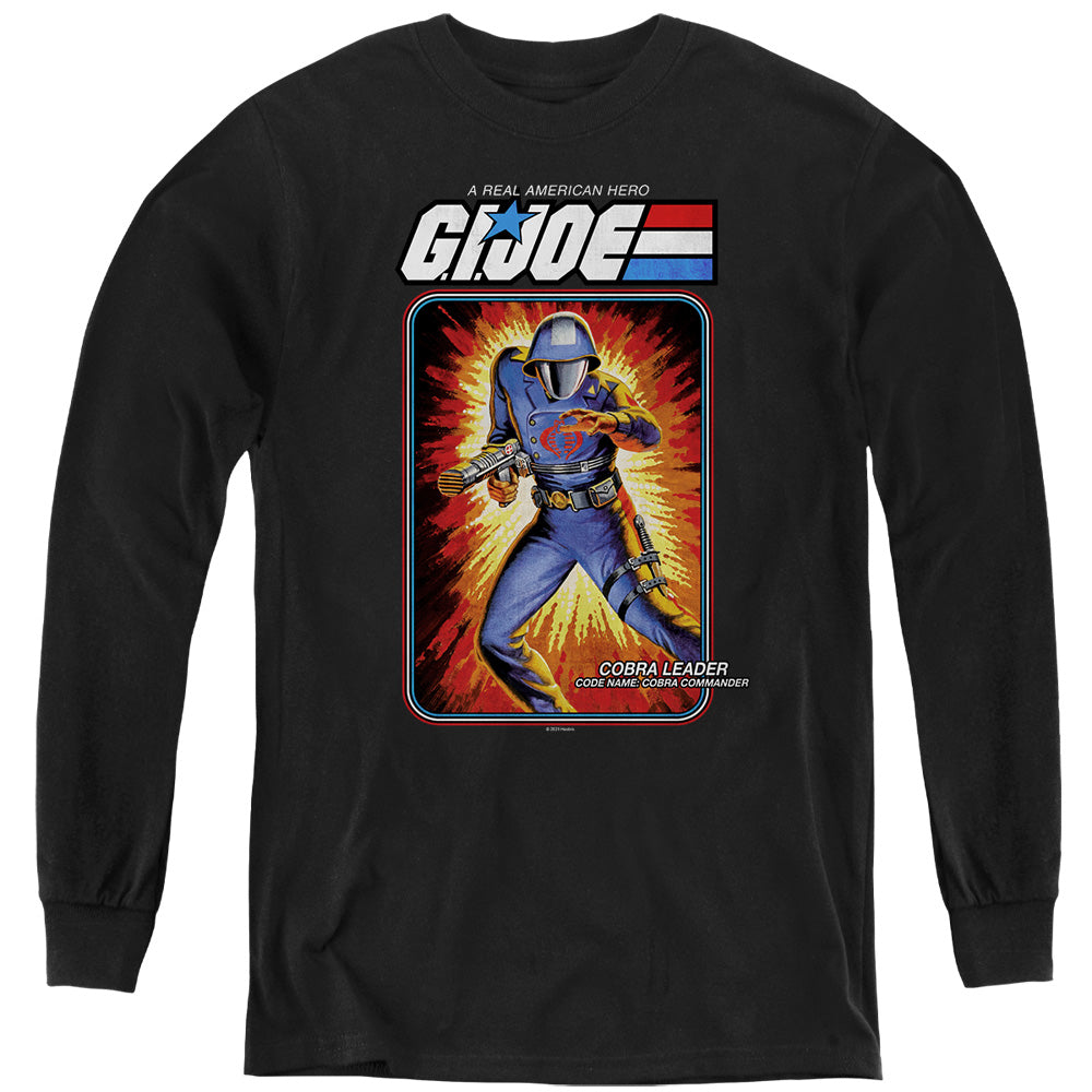 G.I. Joe Cobra Commander Card Long Sleeve Kids Youth T Shirt Black Officially Licensed