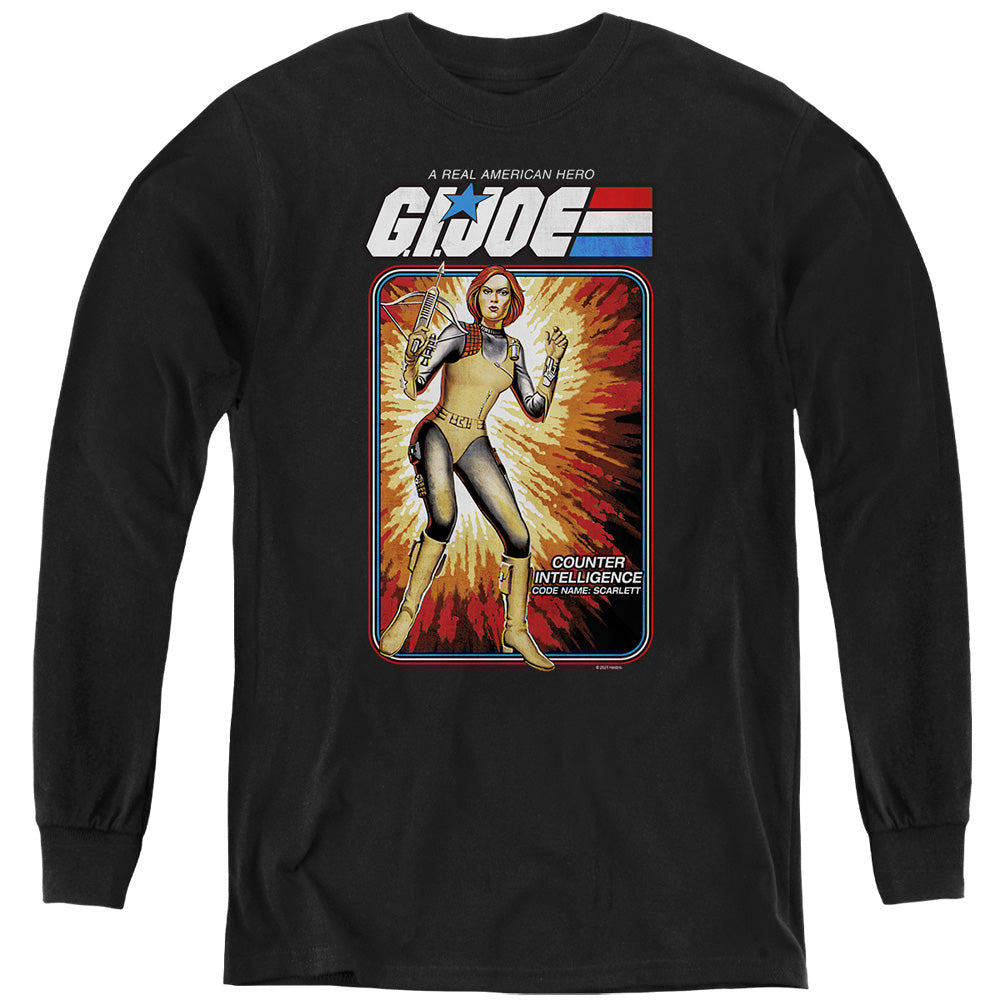 G.I. Joe Scarlett Card Long Sleeve Kids Youth T Shirt Black Officially Licensed
