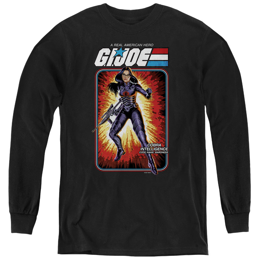 G.I. Joe Baroness Card Long Sleeve Kids Youth T Shirt Black Officially Licensed