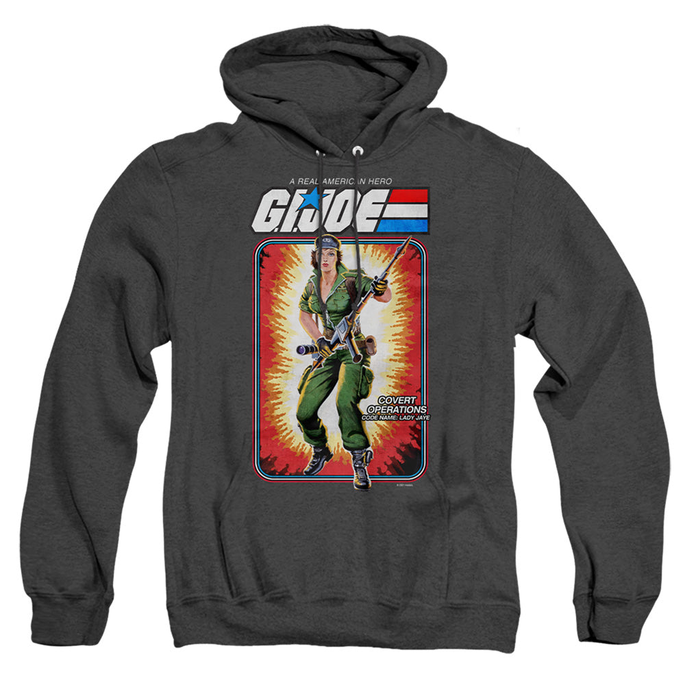 G.I. Joe Lady Jaye Card Mens Heather Hoodie Black Officially Licensed