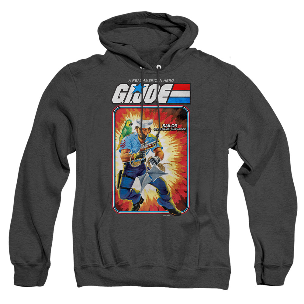 G.I. Joe Shipwreck Card Mens Heather Hoodie Black Officially Licensed