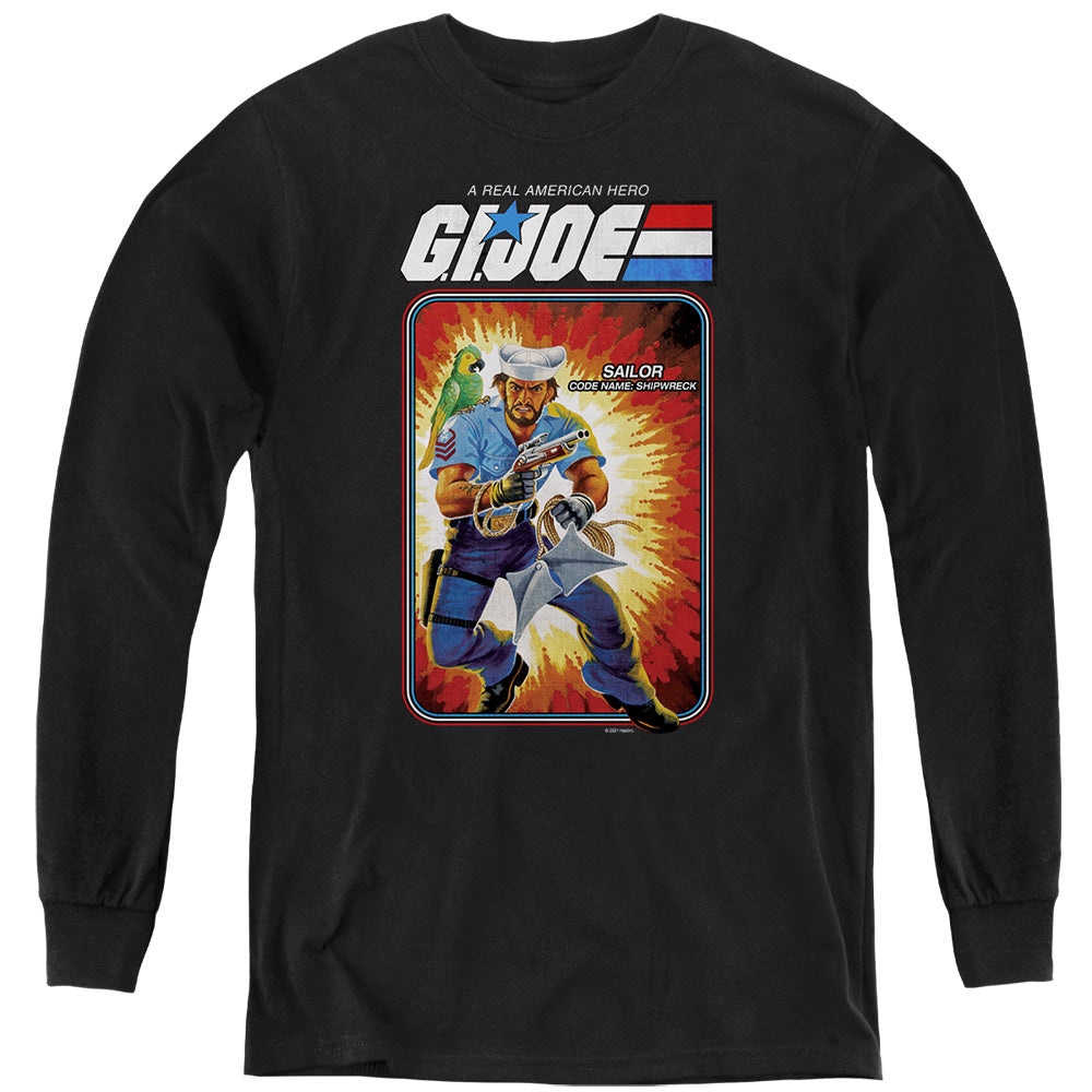 G.I. Joe Shipwreck Card Long Sleeve Kids Youth T Shirt Black Officially Licensed