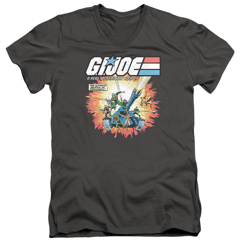 G.I. Joe Real American Hero Mens Slim Fit V-Neck T Shirt Charcoal Officially Licensed