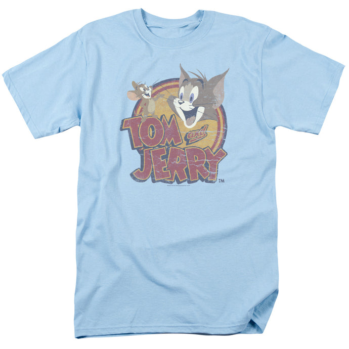 Tom and Jerry Water Damaged Mens T Shirt Light Blue