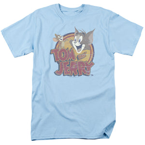Tom And Jerry Water Damaged Mens T Shirt Light Blue