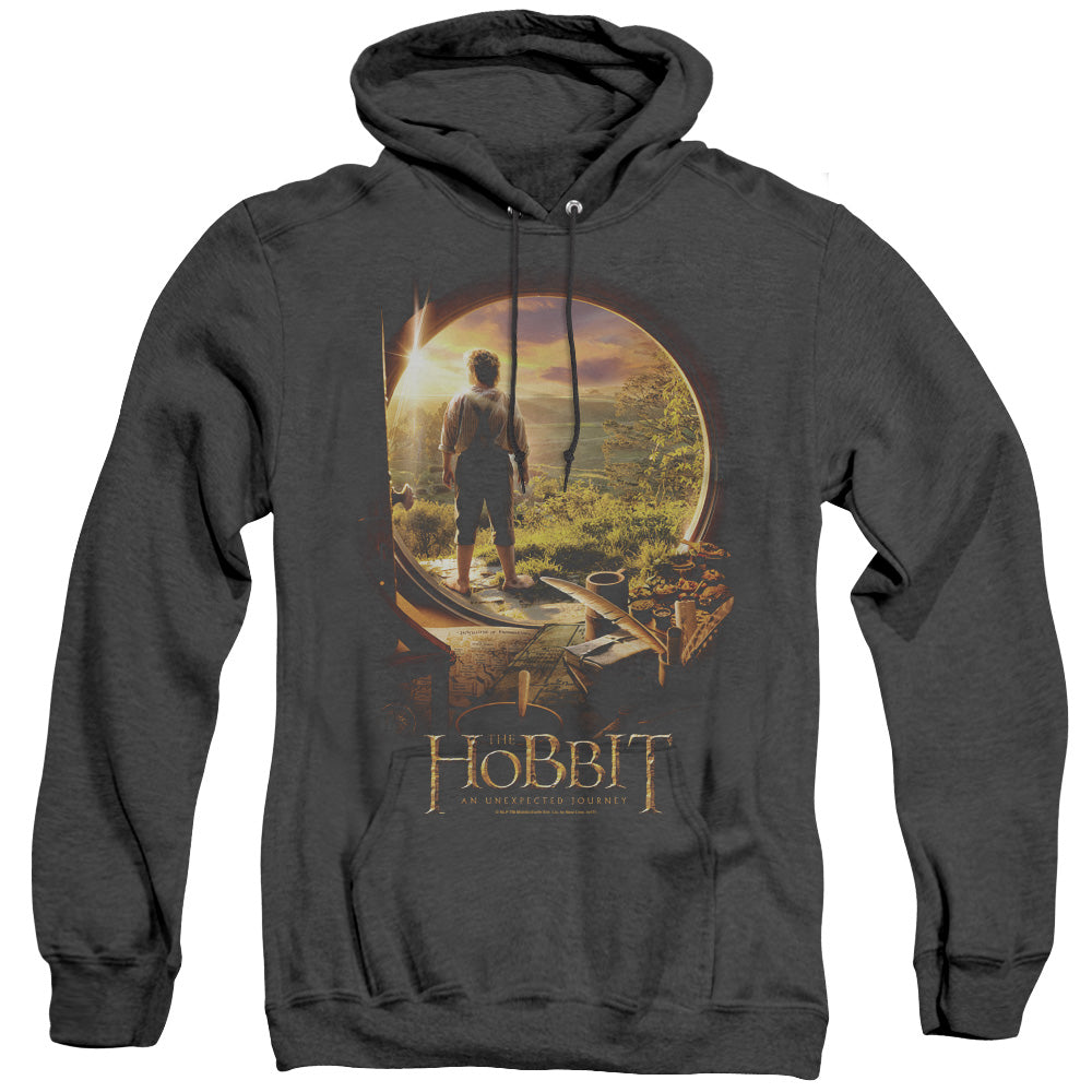 The Hobbit Hobbit In Door Mens Heather Hoodie Black Officially Licensed