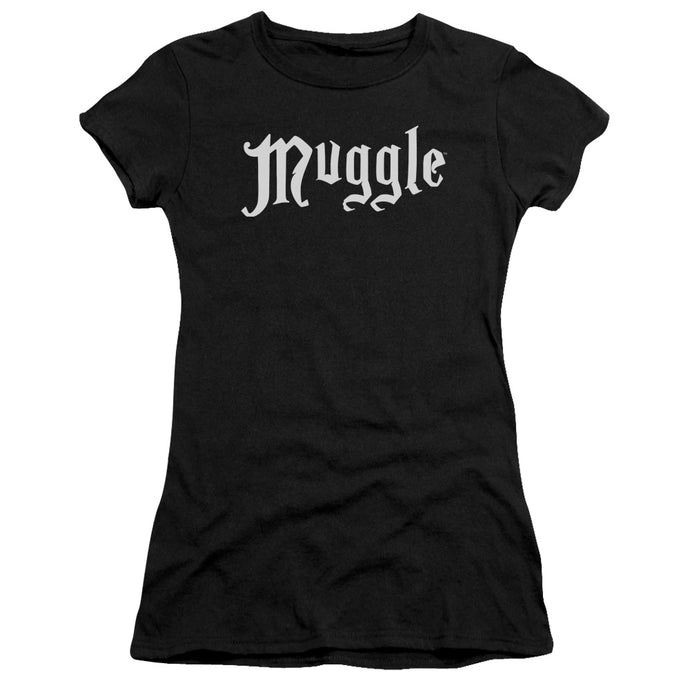 Harry Potter Muggle Junior Sheer Cap Sleeve Womens T Shirt Black