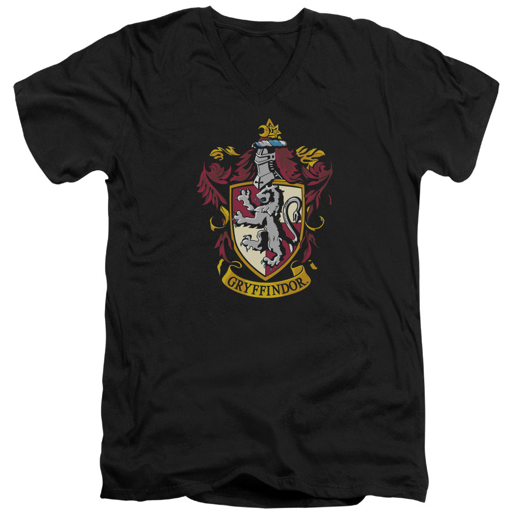 Harry Potter Gryffindor Crest Mens Slim Fit V-Neck T Shirt Black
