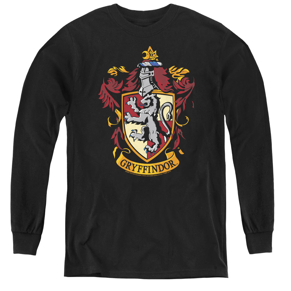 Harry Potter Gryffindor Crest Long Sleeve Kids Youth T Shirt Black